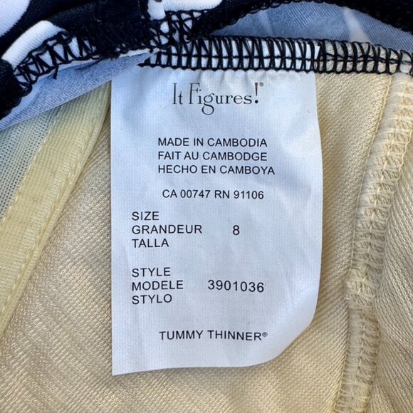 NWT It Figures! Tummy Thinner Black and White Swirl One Piece Swimsuit - Picture 4 of 4